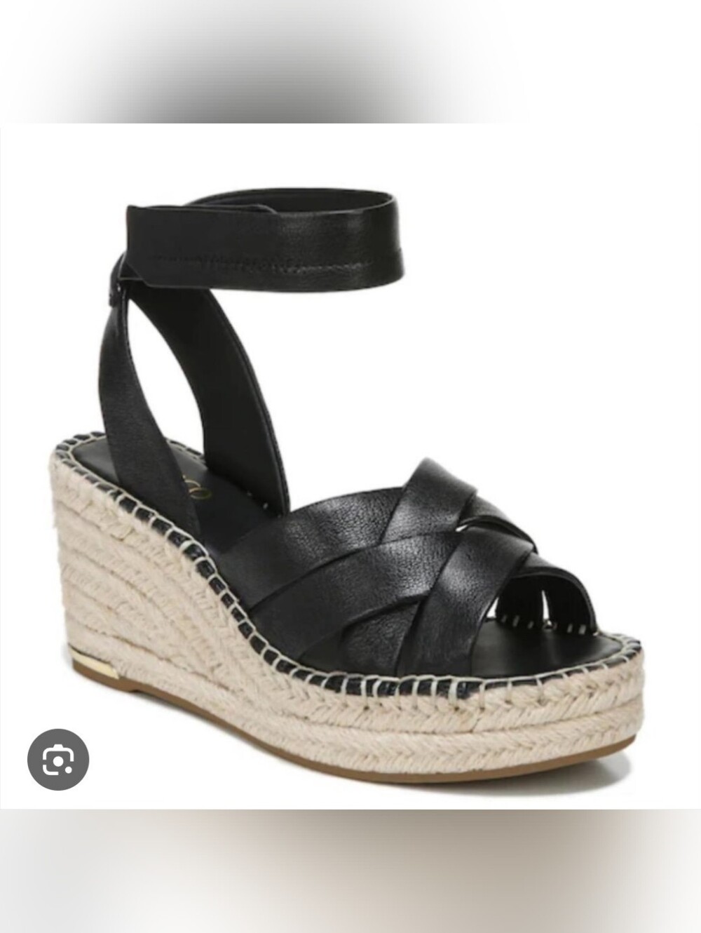 Franco Sarto Black Ankle-Strap Espadrille Wedge Sandals - Women